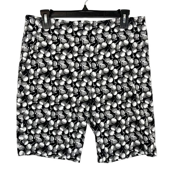 Izod Golf Novelty Print Bermuda Shorts Pockets Black & White - Womens Size 10 - Picture 1 of 5